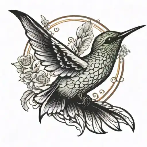 Hummingbird Flying Towards The Sun