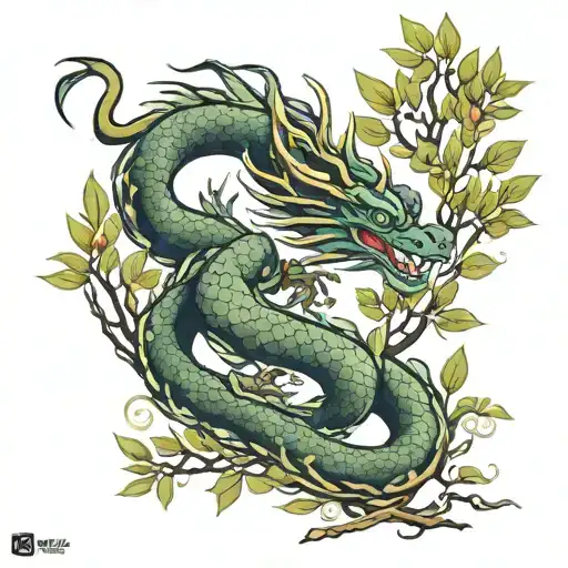 Oriental Dragon And Olive Tree
