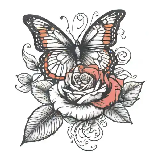 A Butterfly And Rose Intertwined To Symbolize Eternal Love