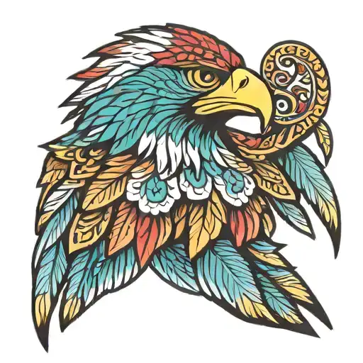 Indian Eagle Colorful Hand