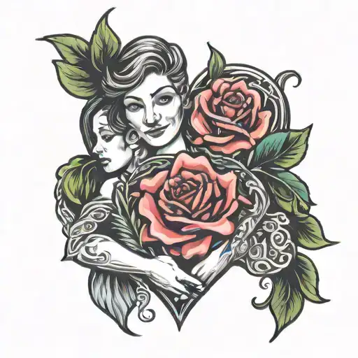 Tattoo For A Mother And Her Two Daughters With Hands Surrounding A Heart