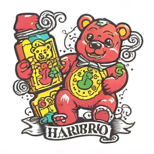 Gummy Bear With Haribro Written Underneath It