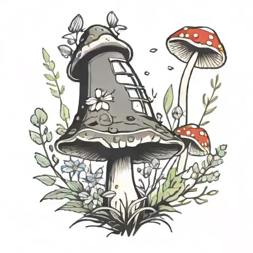 Tall Wildflowers And Fairy Mushroom