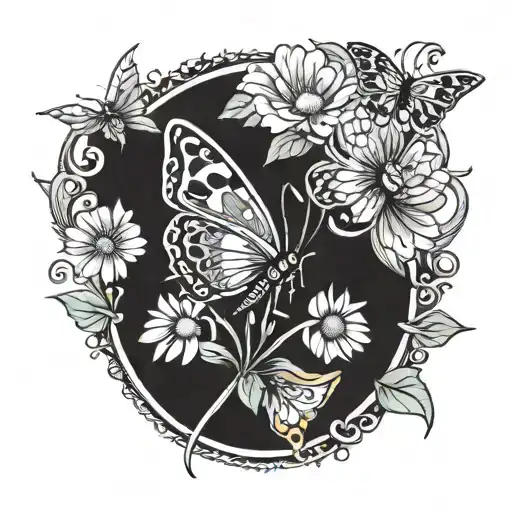 Daisy And Butterfly Flying