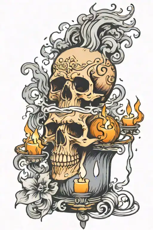 Candle With Skull In The Smoke