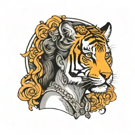 Woman With Tiger Head