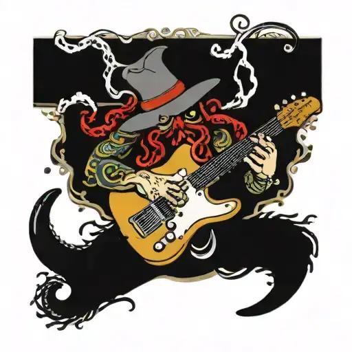 Kraken Holding A Fender Telecaster Guitar