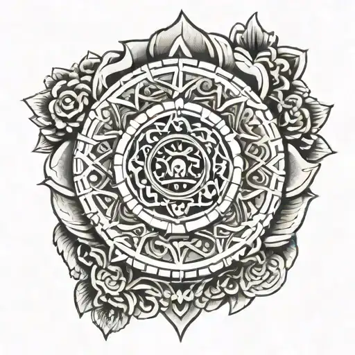 Aztec Calendar Stone Adorned