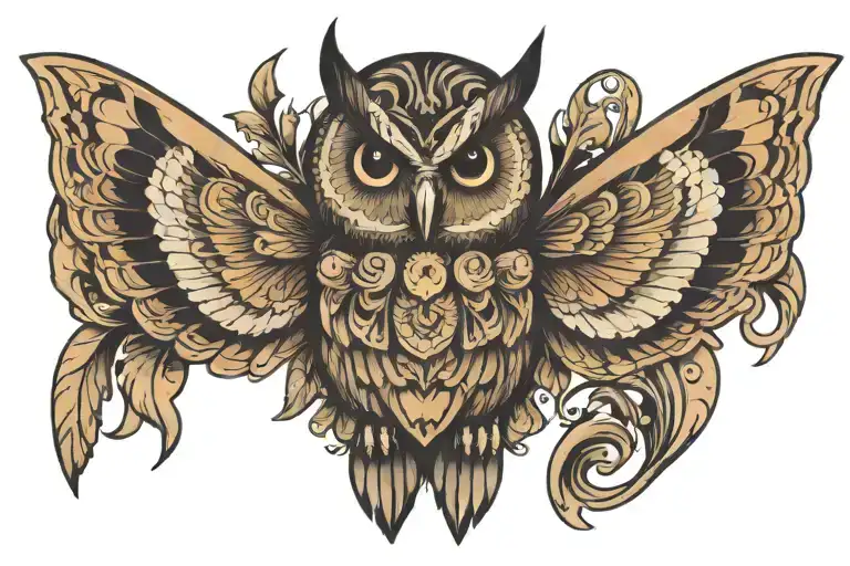 A Butterfly With Wings With The Face Of An Owl Perched