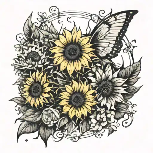Sunflower And Fairy Garden Scene