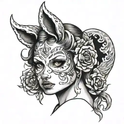 Woman With Bear Head