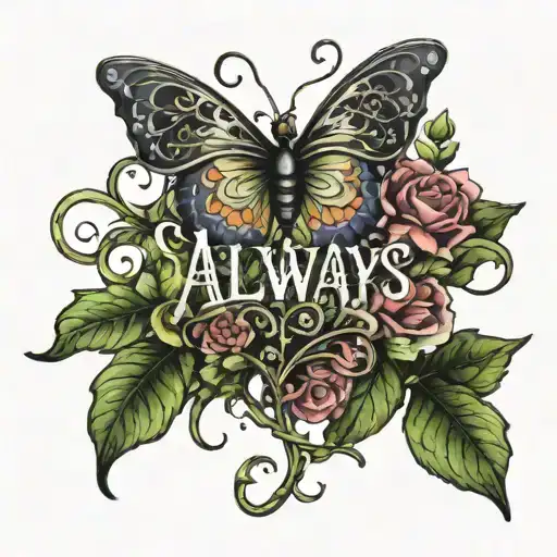 Vines Butterfly Heart And The Word Always And The Numbers 224