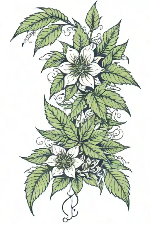 Floral And Cannabis Leaves Falling