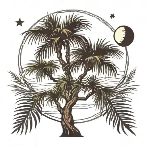 1 Palmetto Tree With The Moon