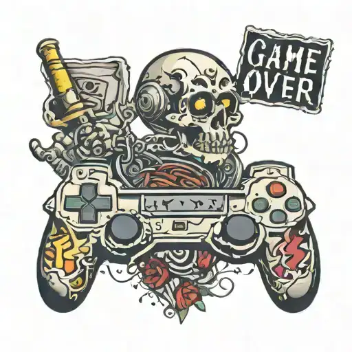 Game Over Writen With Pictures Representing Gaming