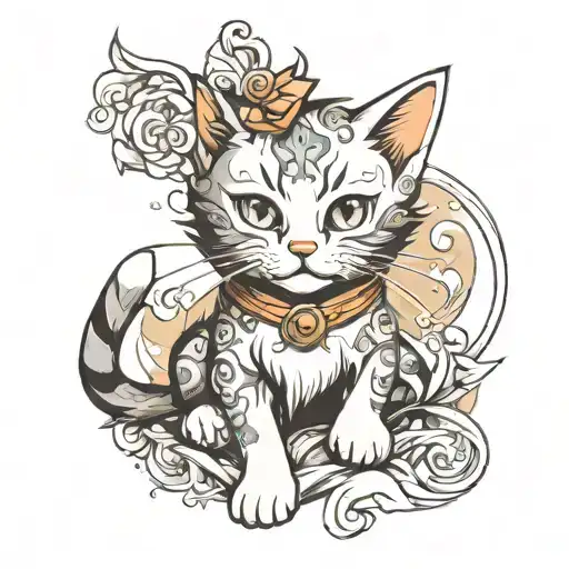 Kitten In Cartoon Anime Style