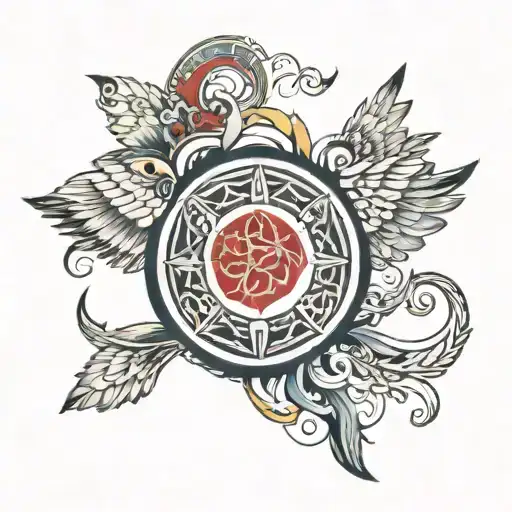 A Half Circle Celta Beside A Wing