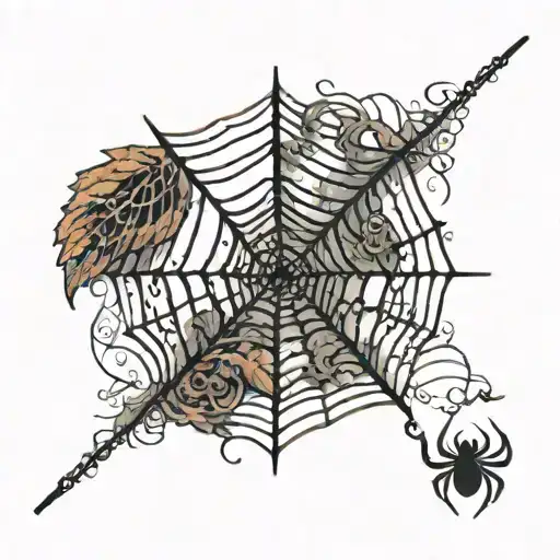 Spiderweb With Semicolon In The Middle And Spider Hanging