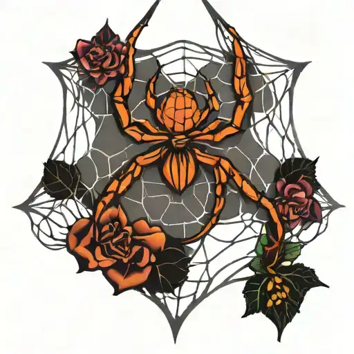 Spiderweb With Spider Hanging