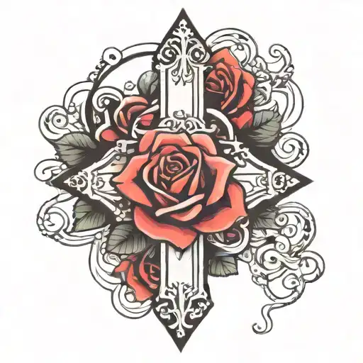 Rose Armband With Gothic Cross