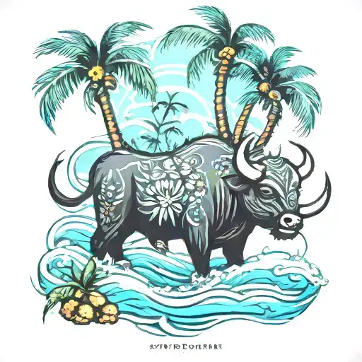 Bull Ocean Palm Trees