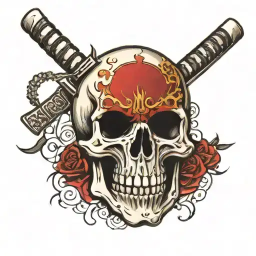 Katana In Skull Inside