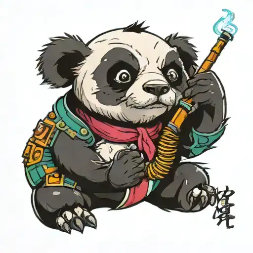 Cyberpunk Panda Smoking Pipe