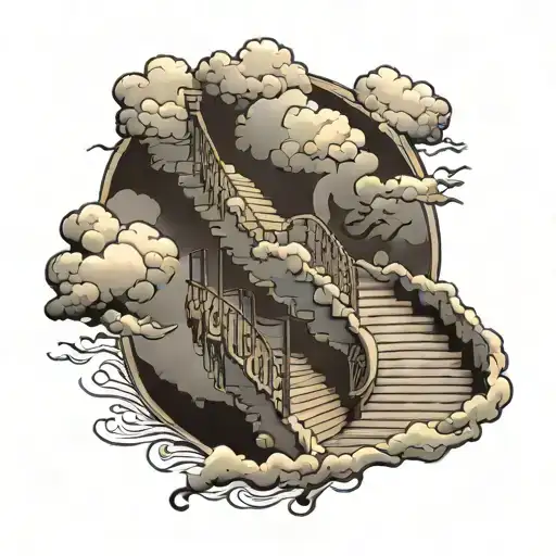 Stairs With Clouds Surrounding With A Quote