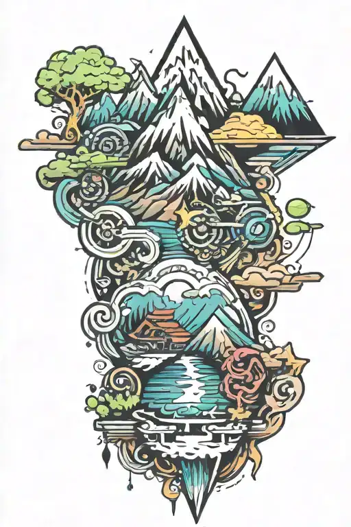 Mountain And Gaming Symbols