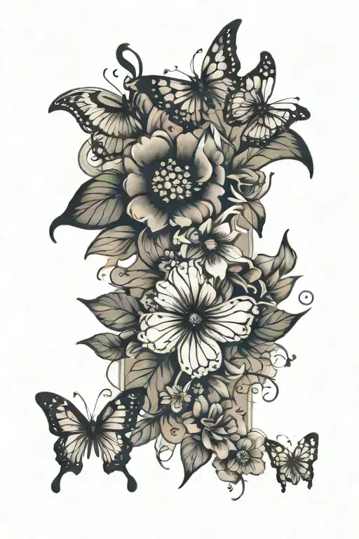 Flower & Butterflies Representing Love