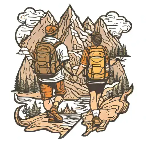 Mountains Hiking Camping Couple Holding Hands