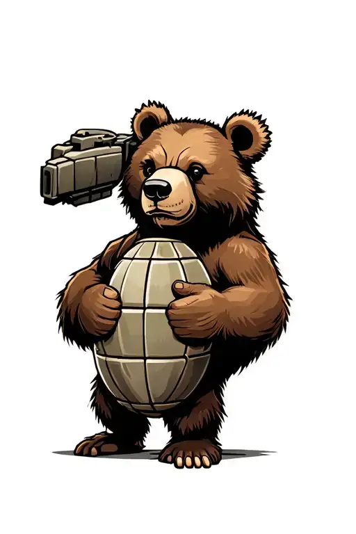 Bear Holding Grenade With Floors