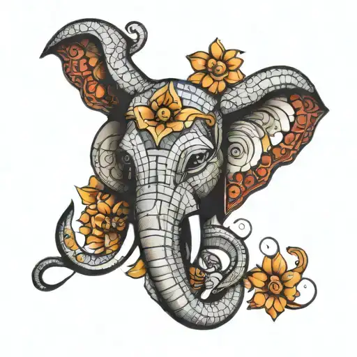 Mosaic Elephant Head