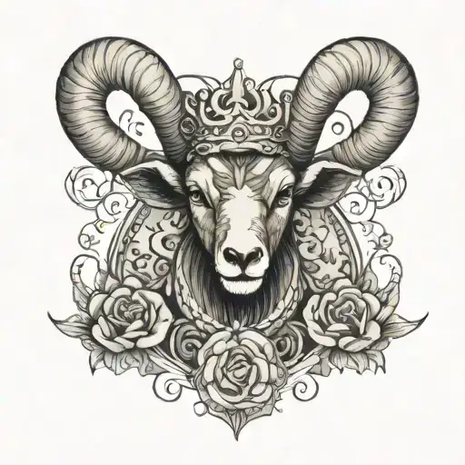 Aries Ram Wearing A Crown Made Of Money