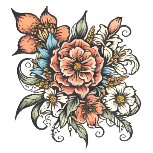 Daisy Carnation And Lily Intertwined