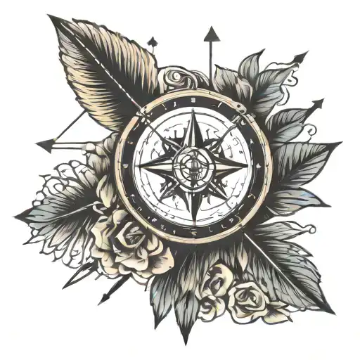 A Compass Rose With An Arrow