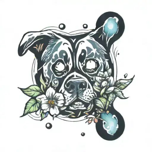 Masculine Tattoo Design Of Dog Paw Print With Flowers And Water Color