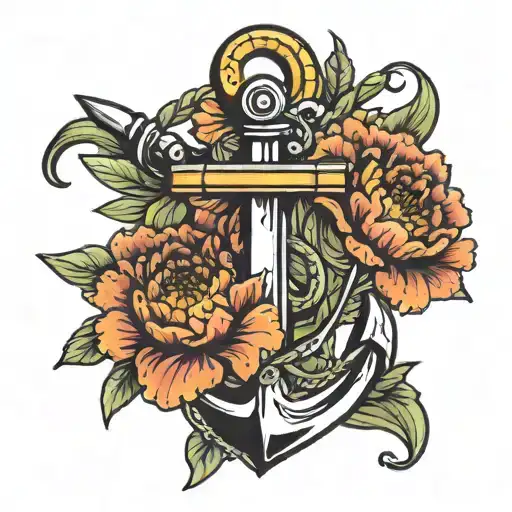Marigolds With Anchor Intertwined