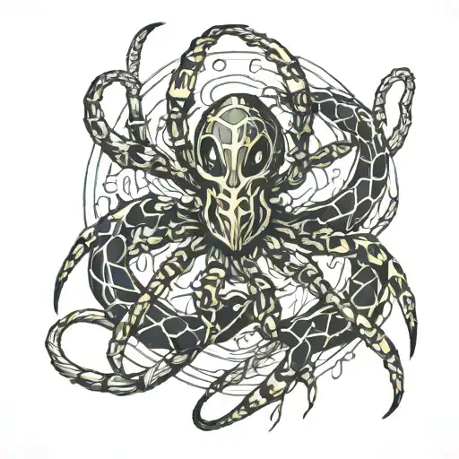 Spider Clamped By A Snake