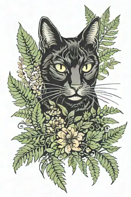 Black Cat And Fern