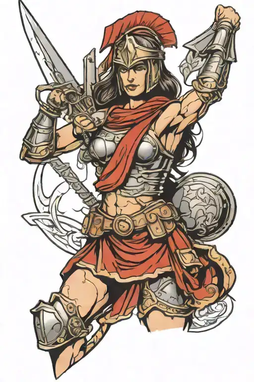 Female Spartan Soldier Standing
