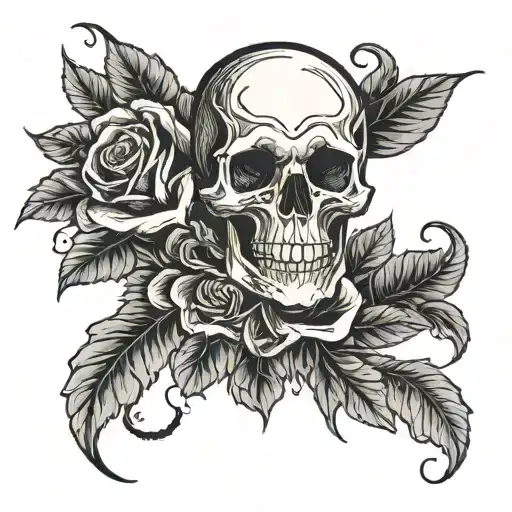 Skull And Roses With The Initials Paj