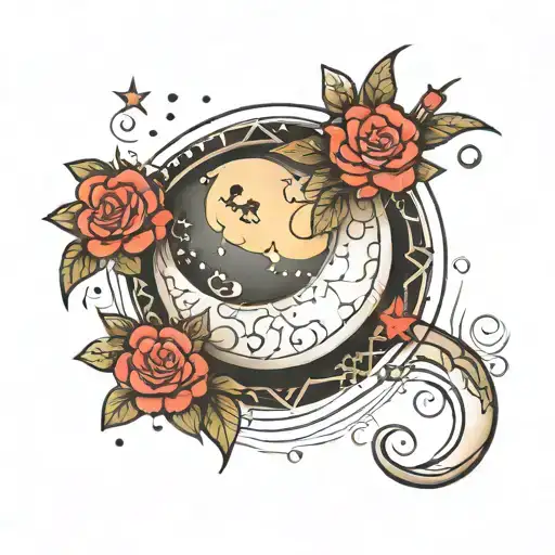 Moon And Star On Line Pattern Moon