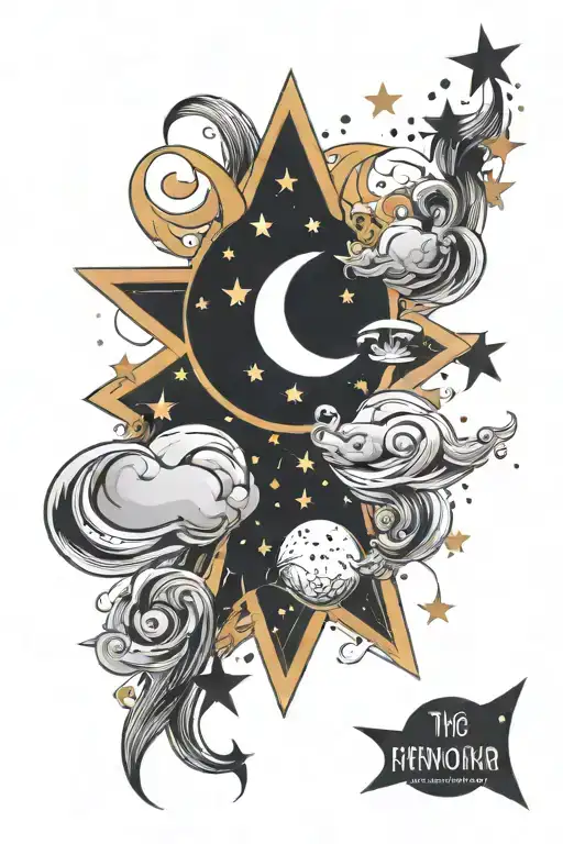 Moon And Star On The Line Pattern Moon Stars Sea Fireworks