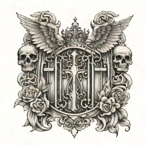 Heaven Gate With Wings And A Crown On Top