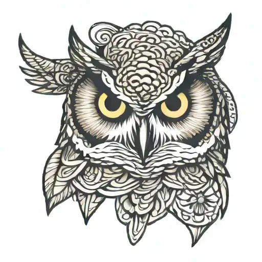 Great Horned Owl Head With Dollar Bill Coin Eyes