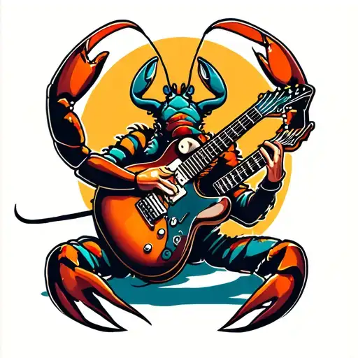 Lobster Rocking Out On A Guitar