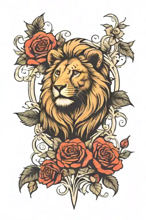 Incorporate Biblical Verses Into A Design Featuring A Lion And Roses