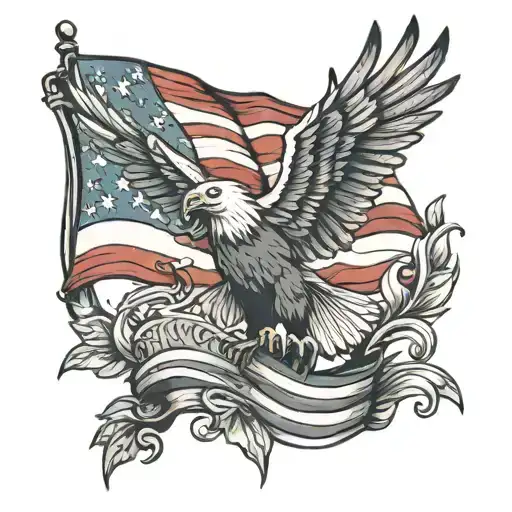 American Flag With Eagle