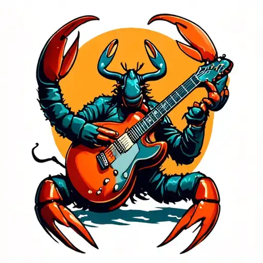 Lobster Rocking Out On A Guitar